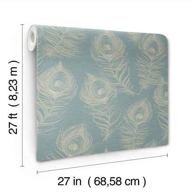 Regal Peacock Dark Teal Wallpaper - York Wallcoverings - EV3943 - York Wallcoverings Wallpaper