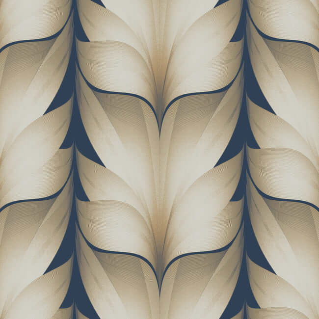 lotus-light-stripe-navy-wallpaper-york-wallcoverings-ev3956 - York Wallcoverings Wallpaper