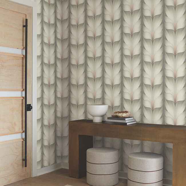 Lotus Light Stripe Taupe & Blush Wallpaper - York Wallcoverings - EV3952