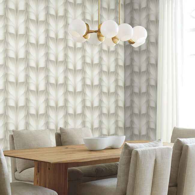 Lotus Light Stripe White Wallpaper - York Wallcoverings - EV3955 - York Wallcoverings Wallpaper