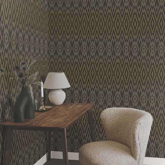 Diamond Marquise Black Wallpaper - York Wallcoverings - EV3912 - York Wallcoverings Wallpaper