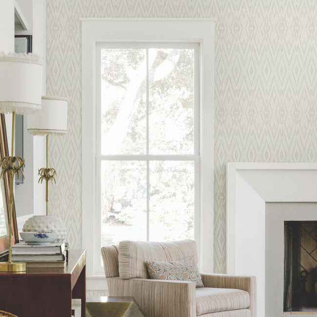 Diamond Marquise Blue & Neutral Wallpaper - York Wallcoverings - EV3914 - York Wallcoverings Wallpaper