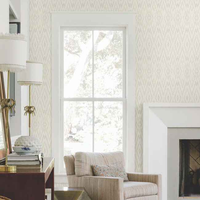 Diamond Marquise Light Neutral Wallpaper - York Wallcoverings - EV3913 - York Wallcoverings Wallpaper