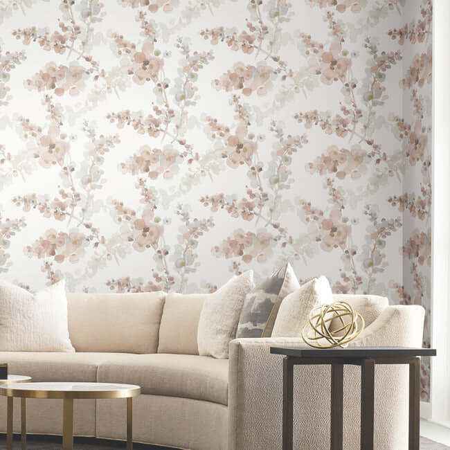 Blossom Fling Clay Wallpaper - York Wallcoverings - EV3975 - York Wallcoverings Wallpaper