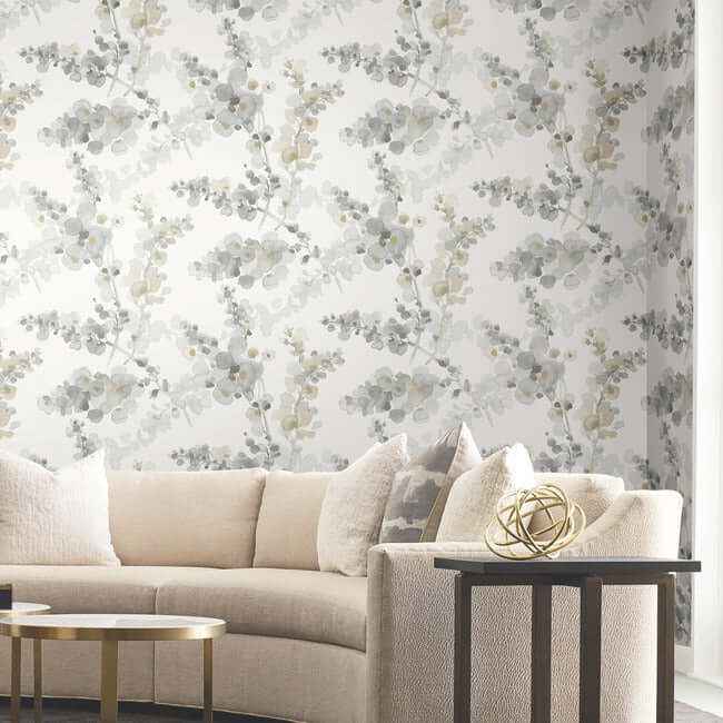 Blossom Fling Steel Wallpaper - York Wallcoverings - EV3971 - York Wallcoverings Wallpaper