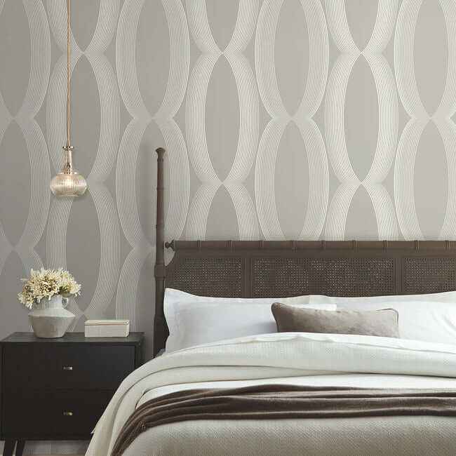 Progression Ogee Light Neutral Wallpaper - York Wallcoverings - EV3983
