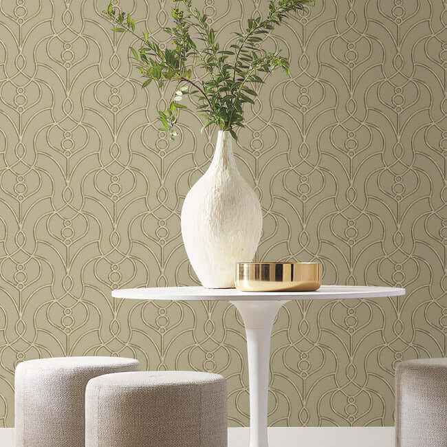 Divine Trellis Taupe Wallpaper - York Wallcoverings - EV3947 - York Wallcoverings Wallpaper