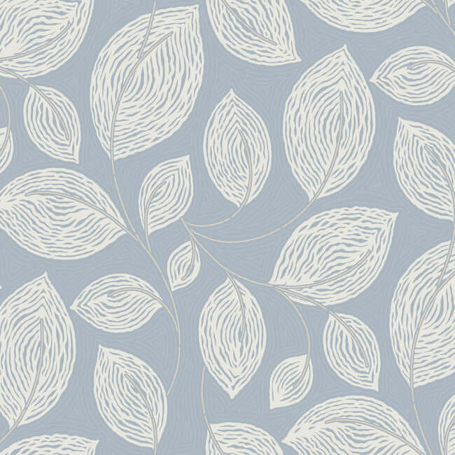 contoured-leaves-indigo-blue-wallpaper-york-wallcoverings-ev3925 - York Wallcoverings Wallpaper
