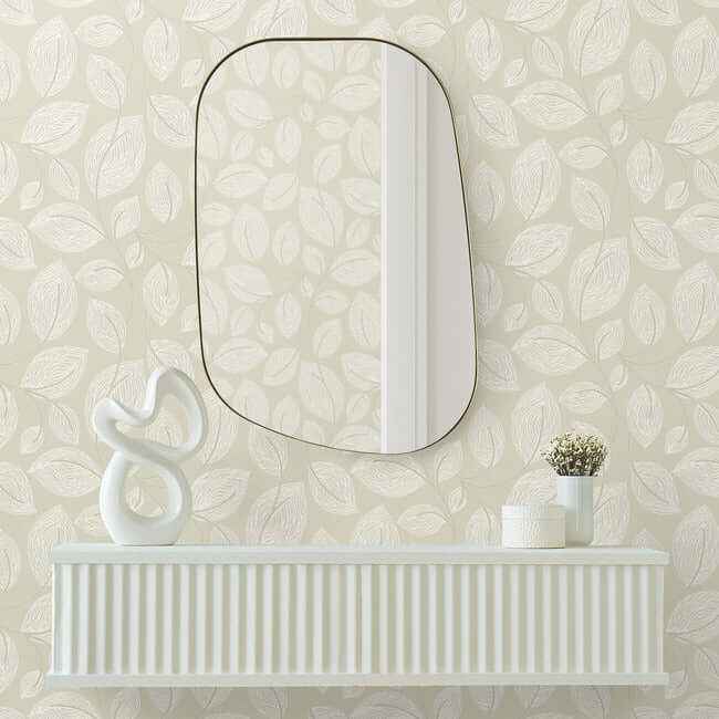 Contoured Leaves Sand Wallpaper - York Wallcoverings - EV3923 - York Wallcoverings Wallpaper