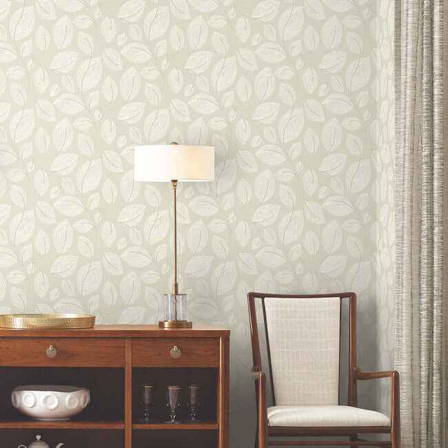Contoured Leaves Sand Wallpaper - York Wallcoverings - EV3923 - York Wallcoverings Wallpaper