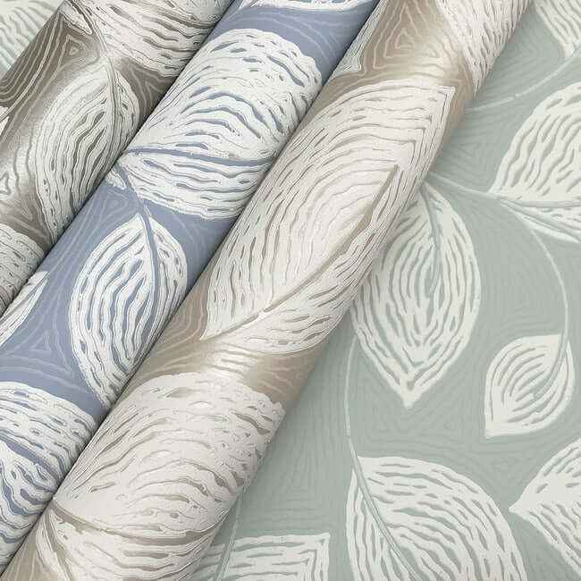 Contoured Leaves Taupe Wallpaper - York Wallcoverings - EV3922 - York Wallcoverings Wallpaper