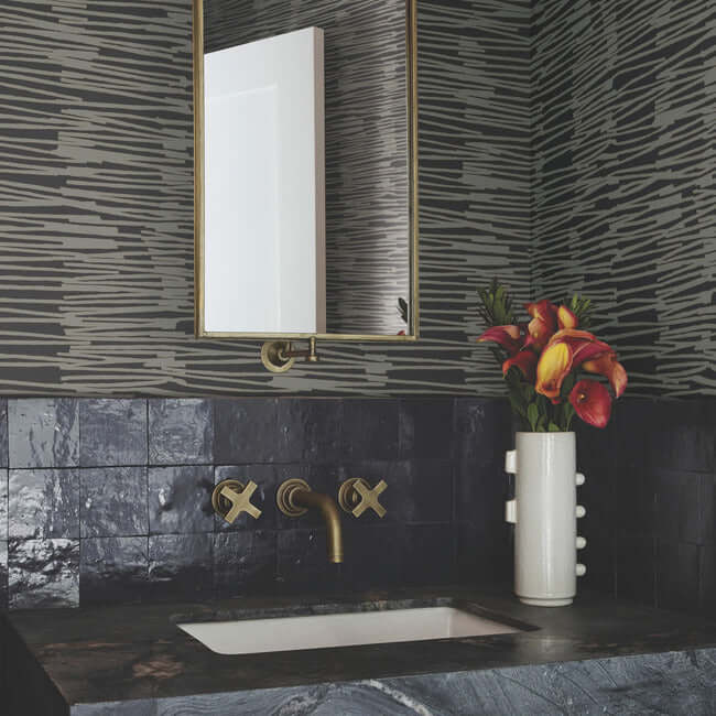 water-reed-thatch-black-gold-wallpaper-york-wallcoverings-ag2095 - York Wallcoverings Wallpaper