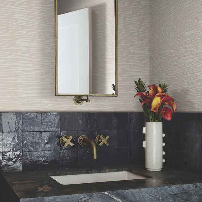 Water Reed Thatch Clay & Silver Wallpaper - York Wallcoverings - AG2091