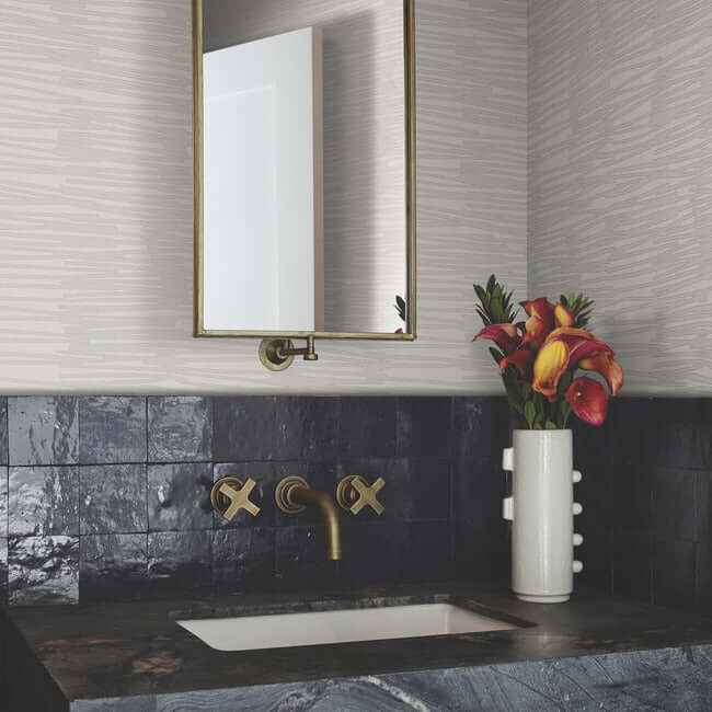 Water Reed Thatch Dove & Silver Wallpaper - York Wallcoverings - AG2092 - York Wallcoverings Wallpaper