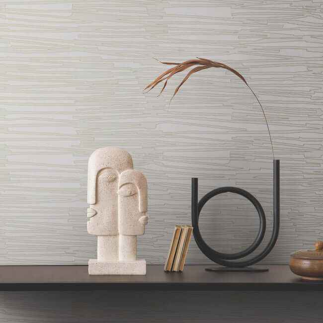 Water Reed Thatch Ivory & Glint Wallpaper - York Wallcoverings - AG2096 - York Wallcoverings Wallpaper