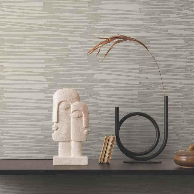 Water Reed Thatch Linen & Silver Wallpaper - York Wallcoverings - AG2093 - York Wallcoverings Wallpaper