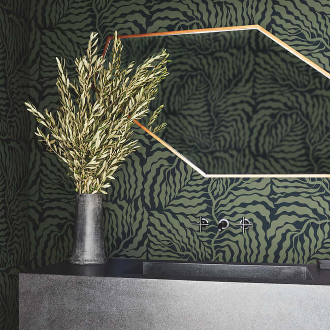fern-fronds-black-green-wallpaper-york-wallcoverings-ag2061 - York Wallcoverings Wallpaper