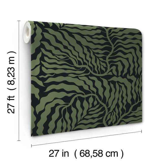 Fern Fronds Black & Green Wallpaper - York Wallcoverings - AG2061 - York Wallcoverings Wallpaper