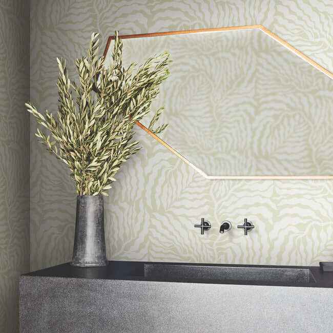 Fern Fronds Light Green & White Wallpaper - York Wallcoverings - AG2065 - York Wallcoverings Wallpaper