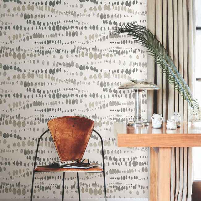 Dewdrops Black & Taupe Wallpaper - York Wallcoverings - AG2046 - York Wallcoverings Wallpaper