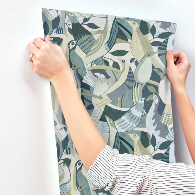 fauvist-flock-green-wallpaper-york-wallcoverings-ag2017 - York Wallcoverings Wallpaper
