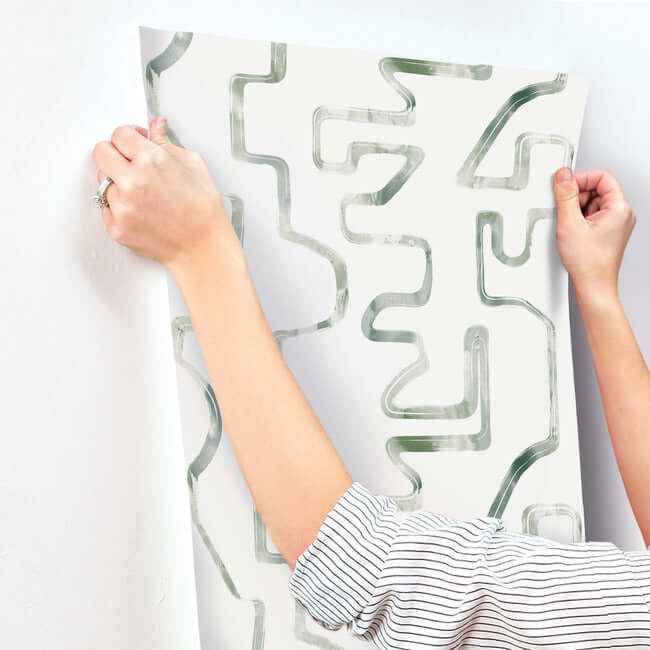 Abstract Aura Green & Grey Wallpaper - York Wallcoverings - AG2051 - York Wallcoverings Wallpaper