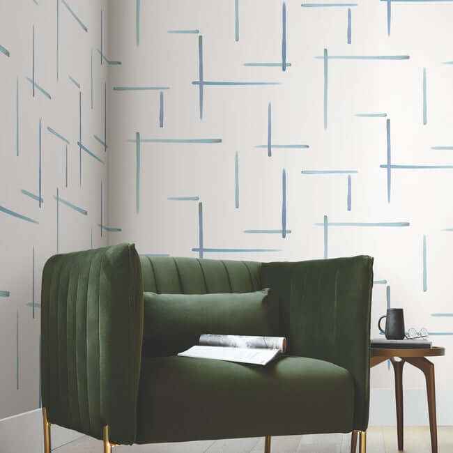 Gilded Sumi-E Blue & Glint Wallpaper - York Wallcoverings - AG2042 - York Wallcoverings Wallpaper