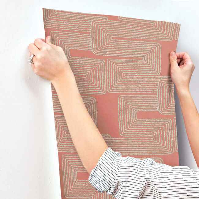 Zulu Thread Coral & Glint Wallpaper - York Wallcoverings - AG2031 - York Wallcoverings Wallpaper