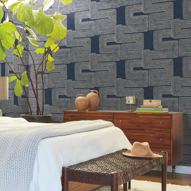 zulu-thread-midnight-silver-wallpaper-york-wallcoverings-ag2033 - York Wallcoverings Wallpaper