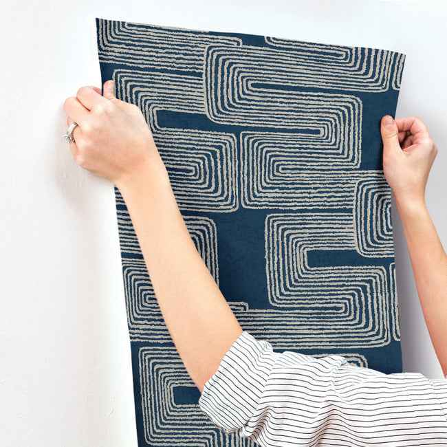 Zulu Thread Midnight & Silver Wallpaper - York Wallcoverings - AG2033 - York Wallcoverings Wallpaper