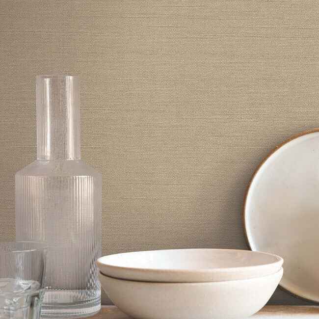 Shimmering Linen Light Caramel Wallpaper - York Wallcoverings - SI18554 - York Wallcoverings Wallpaper