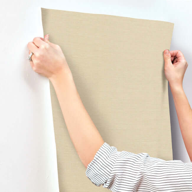 shimmering-linen-wallpaper-cream-york-wallcoverings-si24371 - York Wallcoverings Wallpaper
