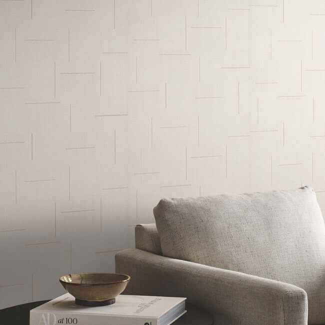Geo Block Weave Linen Wallpaper - York Wallcoverings - SI24900 - York Wallcoverings Wallpaper