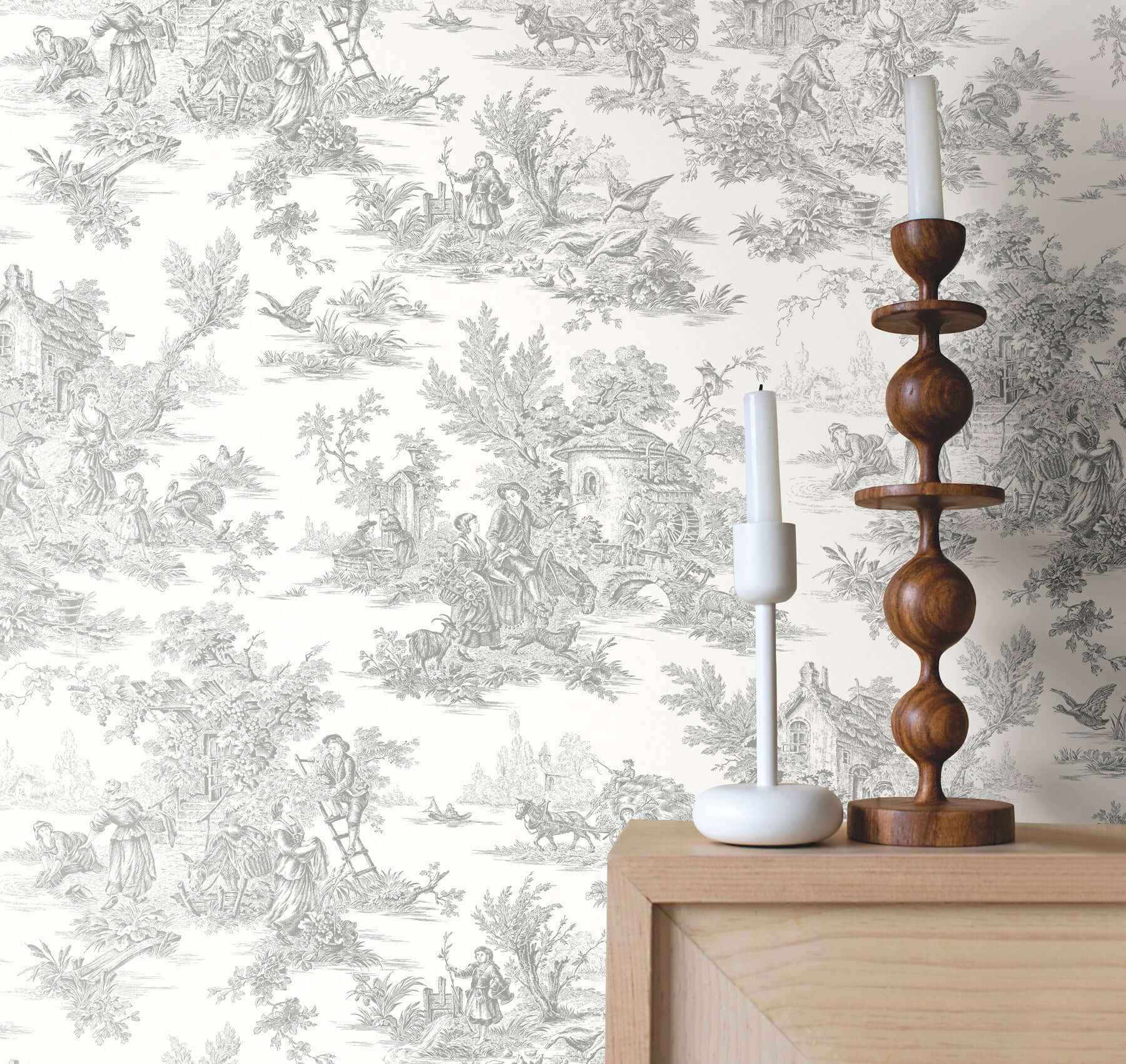 Campagne Toile Grey Wallpaper - York Wallcoverings - RT7940 - York Wallcoverings Wallpaper