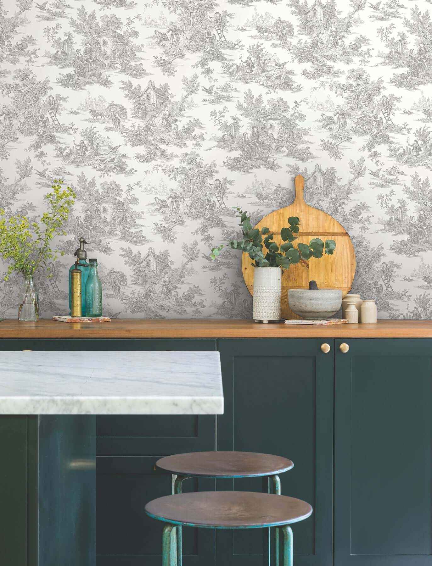 Campagne Toile Grey Wallpaper - York Wallcoverings - RT7940 - York Wallcoverings Wallpaper