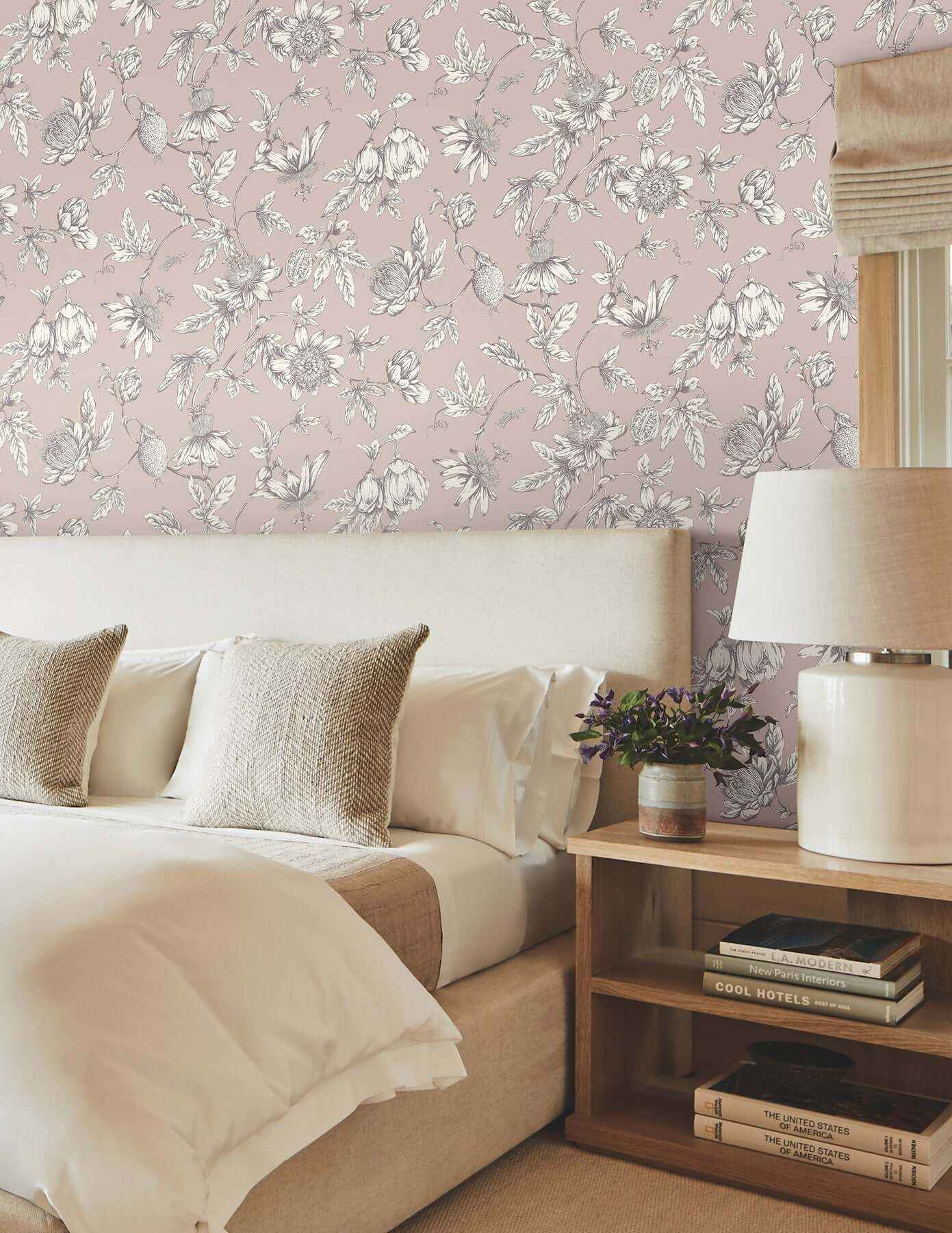 Passion Flower Toile Orchid Wallpaper - York Wallcoverings - RT7851 - York Wallcoverings Wallpaper