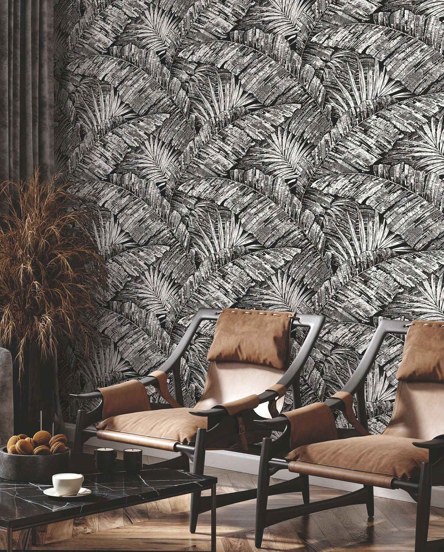 Palm Cove Toile White & Black Wallpaper - York Wallcoverings - RT7921 - York Wallcoverings Wallpaper