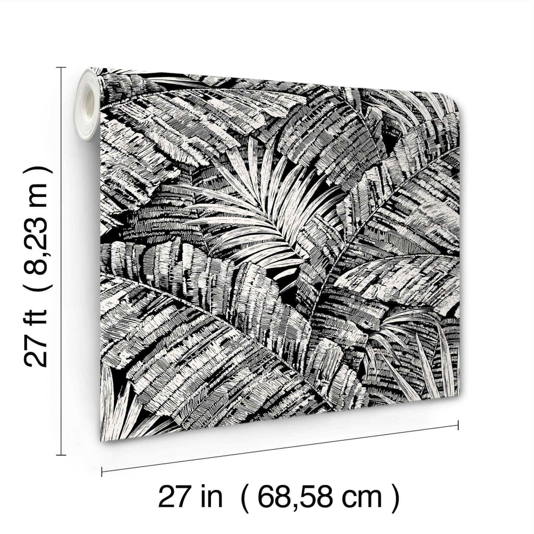 palm-cove-toile-wallpaper-whiteblack-york-wallcoverings-rt7921 - York Wallcoverings Wallpaper