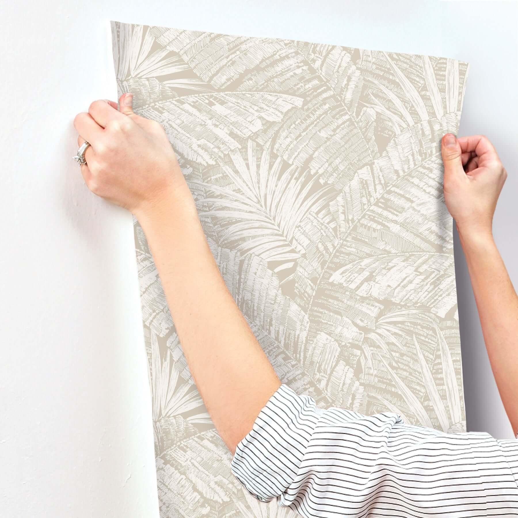 palm-cove-toile-wallpaper-whitetaupe-york-wallcoverings-rt7926 - York Wallcoverings Wallpaper