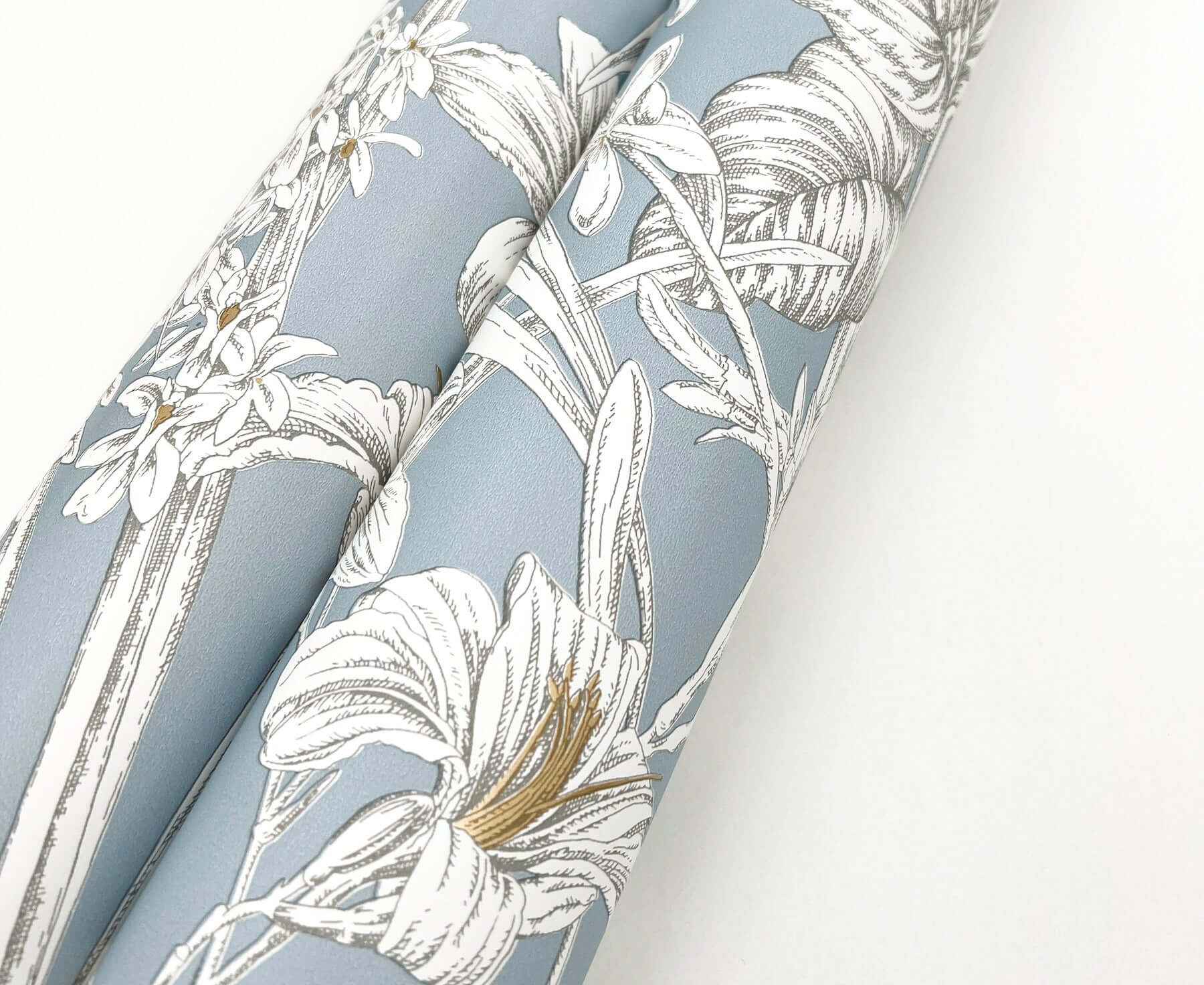 Orchid Conservatory Toile Blue & Taupe Wallpaper - York Wallcoverings - RT7884 - York Wallcoverings Wallpaper