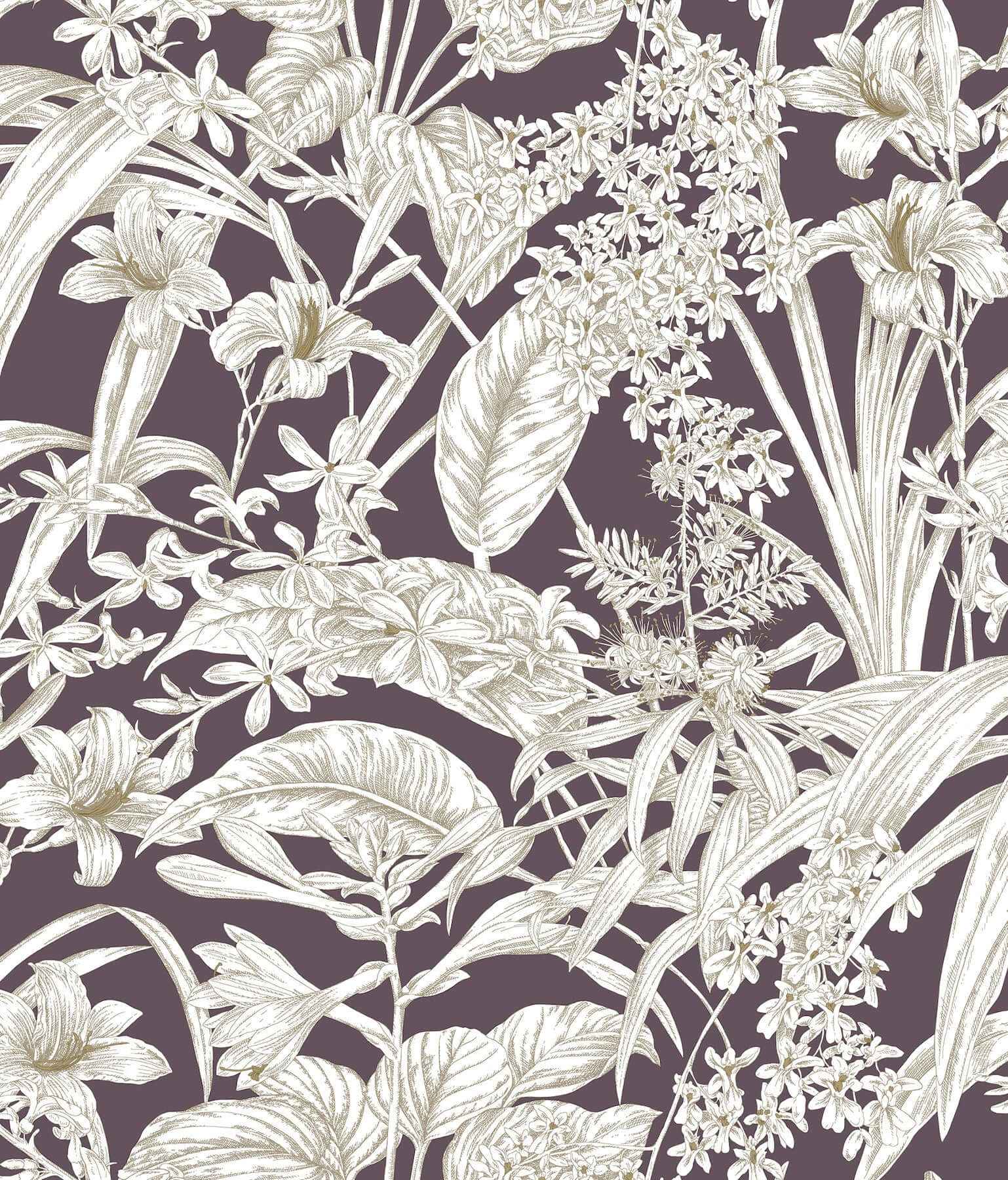 Orchid Conservatory Toile Mulberry Wallpaper - York Wallcoverings - RT7881 - York Wallcoverings Wallpaper