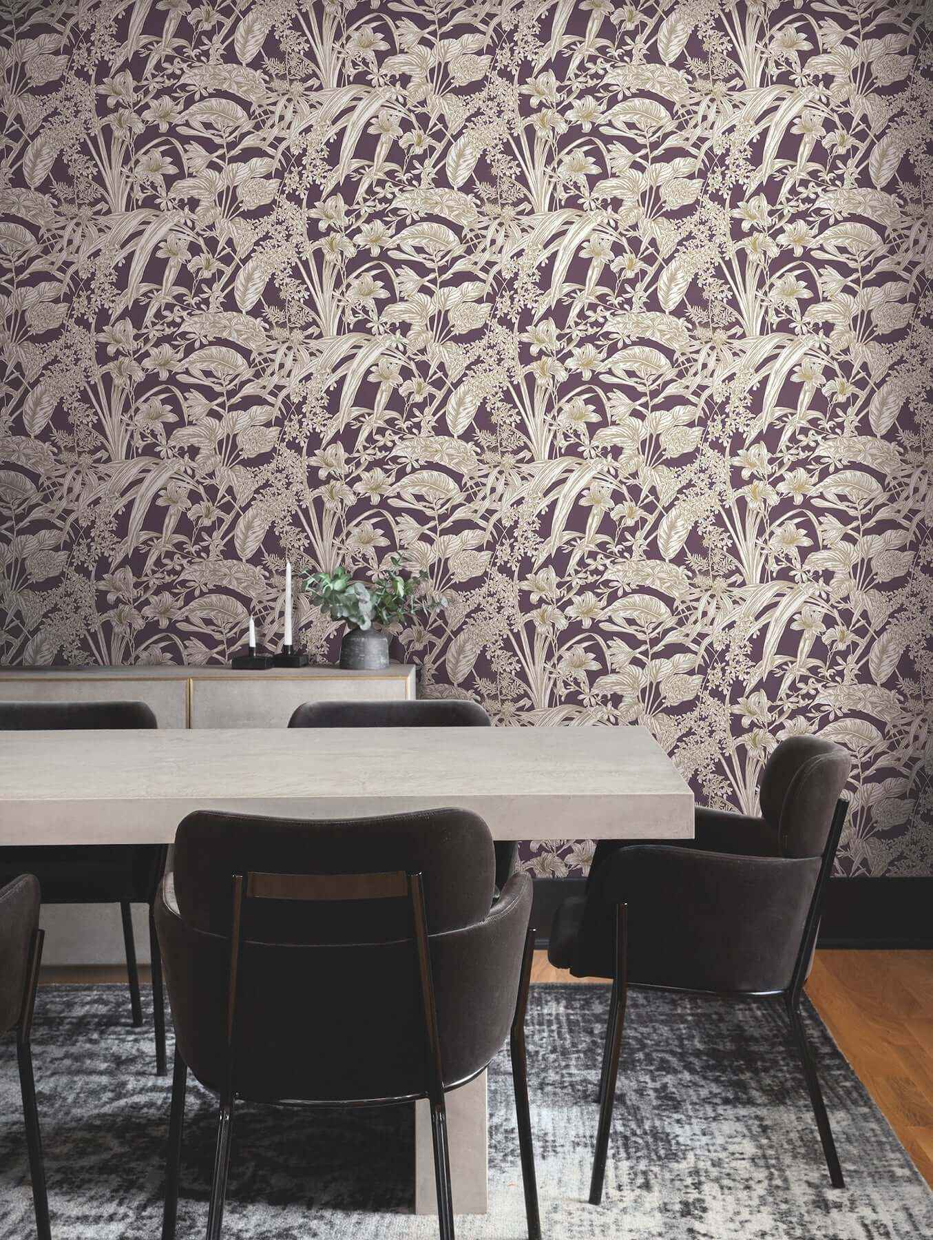 Orchid Conservatory Toile Mulberry Wallpaper - York Wallcoverings - RT7881 - York Wallcoverings Wallpaper