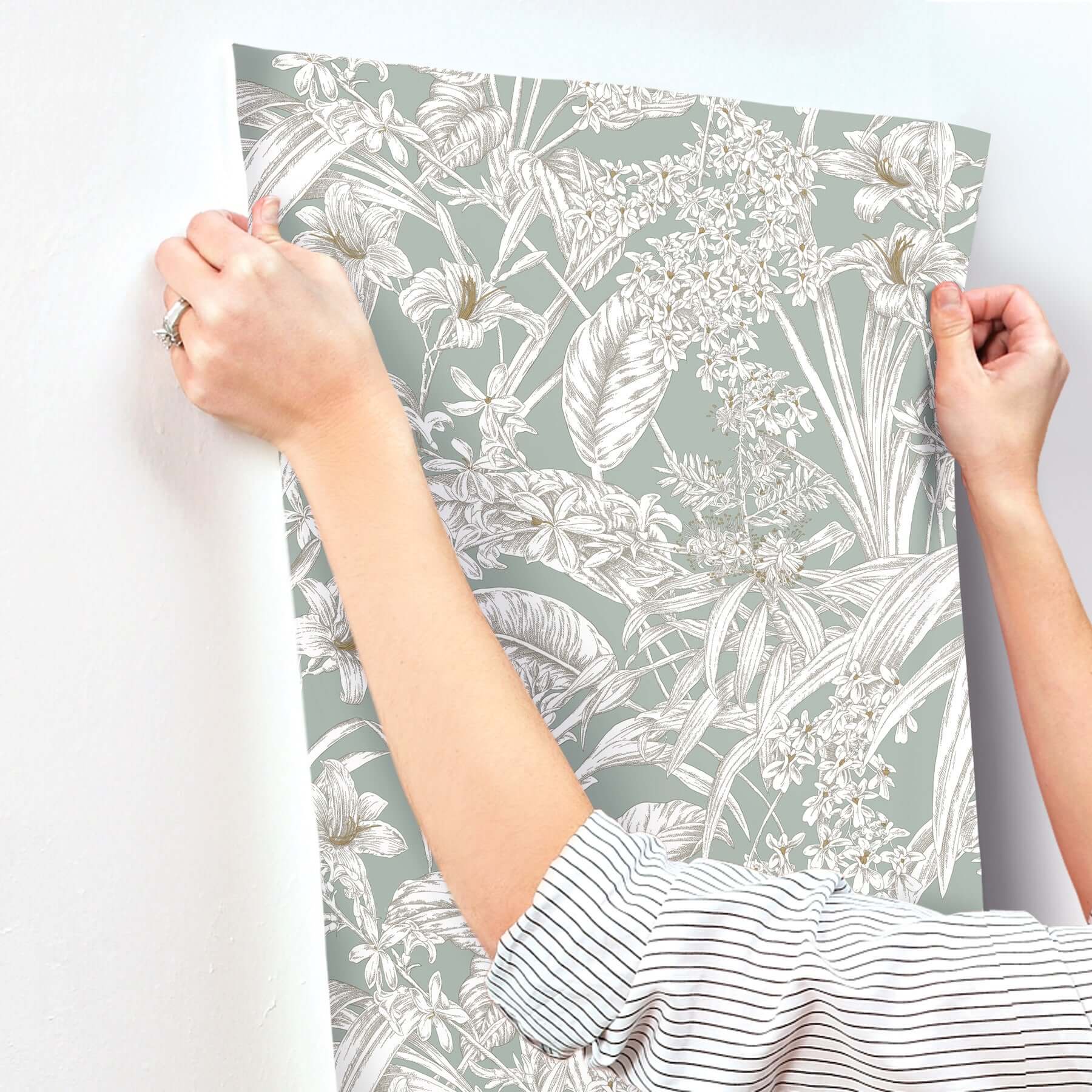 orchid-conservatory-toile-wallpaper-seamisttaupe-york-wallcoverings-rt7882 - York Wallcoverings Wallpaper