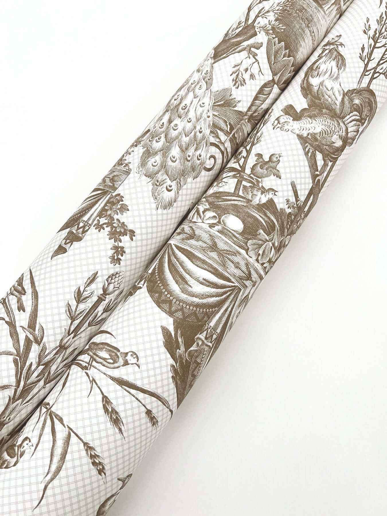 Avian Fountain Toile Mink Wallpaper - York Wallcoverings - RT7812 - York Wallcoverings Wallpaper