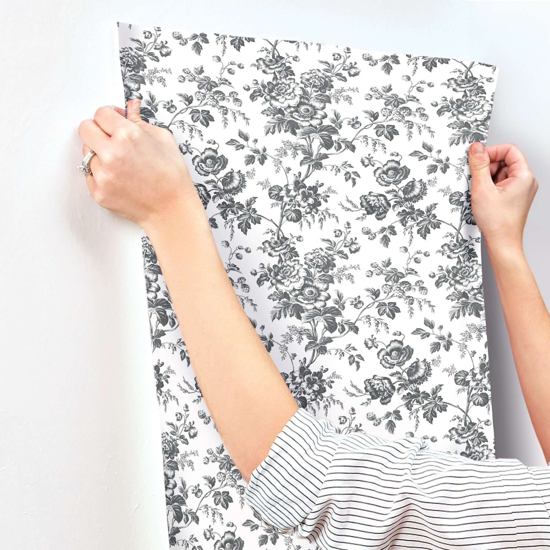 anemone-toile-wallpaper-black-york-wallcoverings-rt7875 - York Wallcoverings Wallpaper