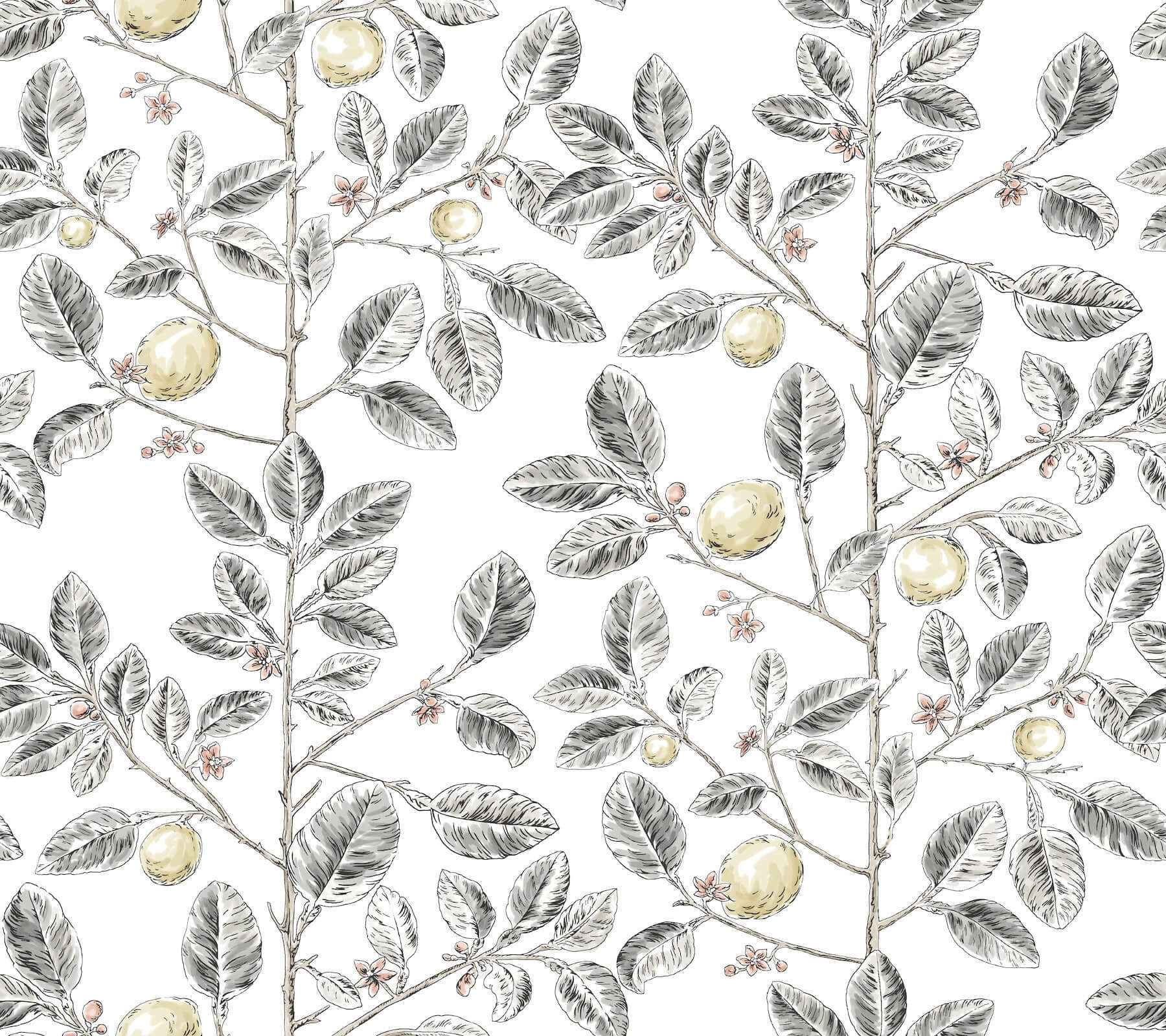 Limoncello Toile Black Wallpaper - York Wallcoverings - RT7912