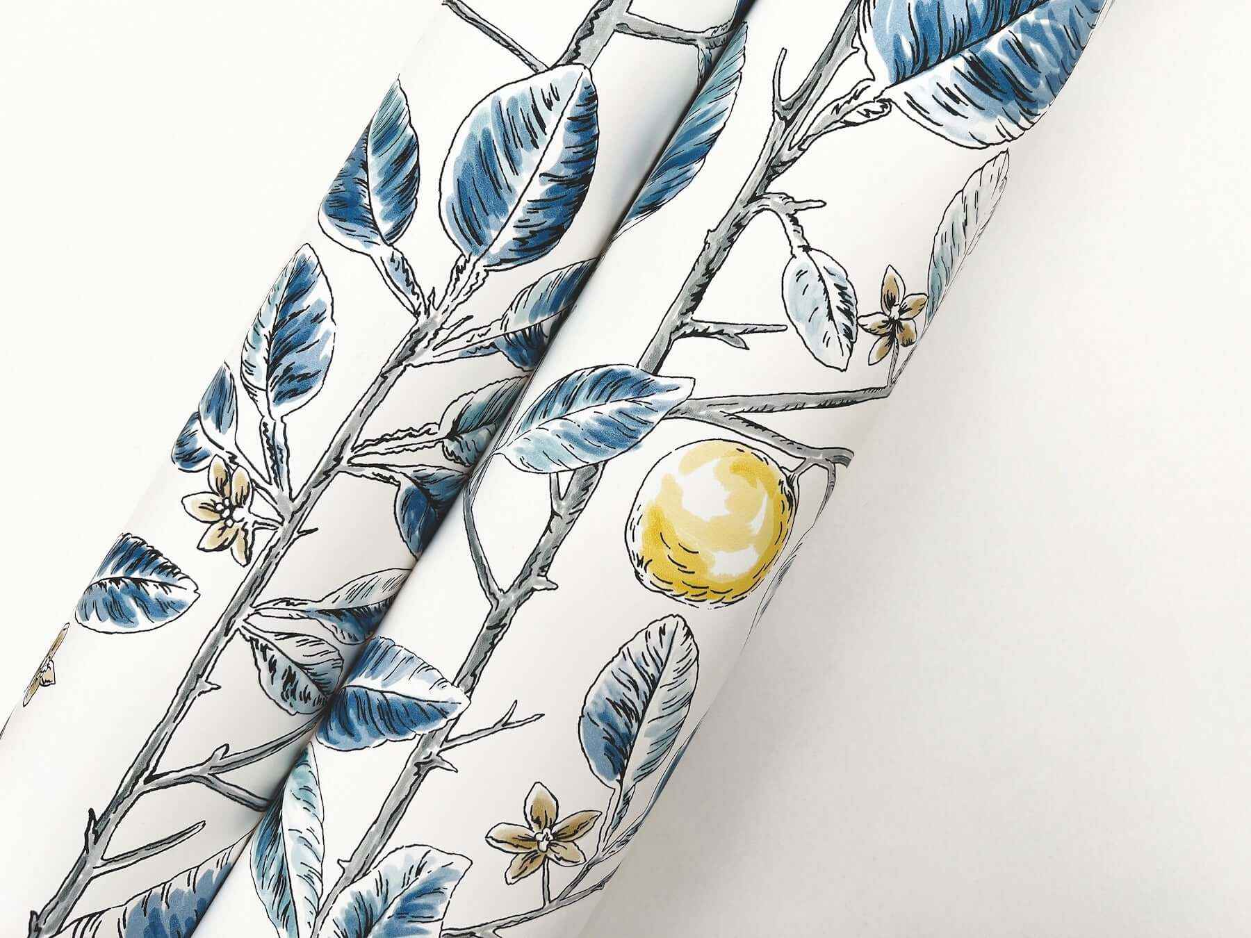 Limoncello Toile Wallpaper Blue - York Wallcoverings - RT7913 - York Wallcoverings Wallpaper
