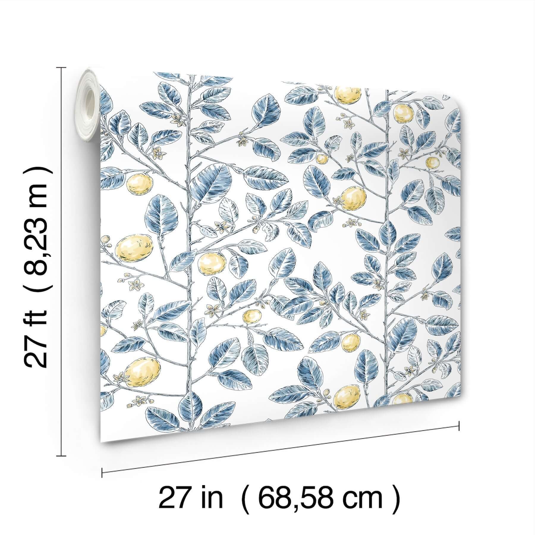 limoncello-toile-wallpaper-blue-york-wallcoverings-rt7913 - York Wallcoverings Wallpaper