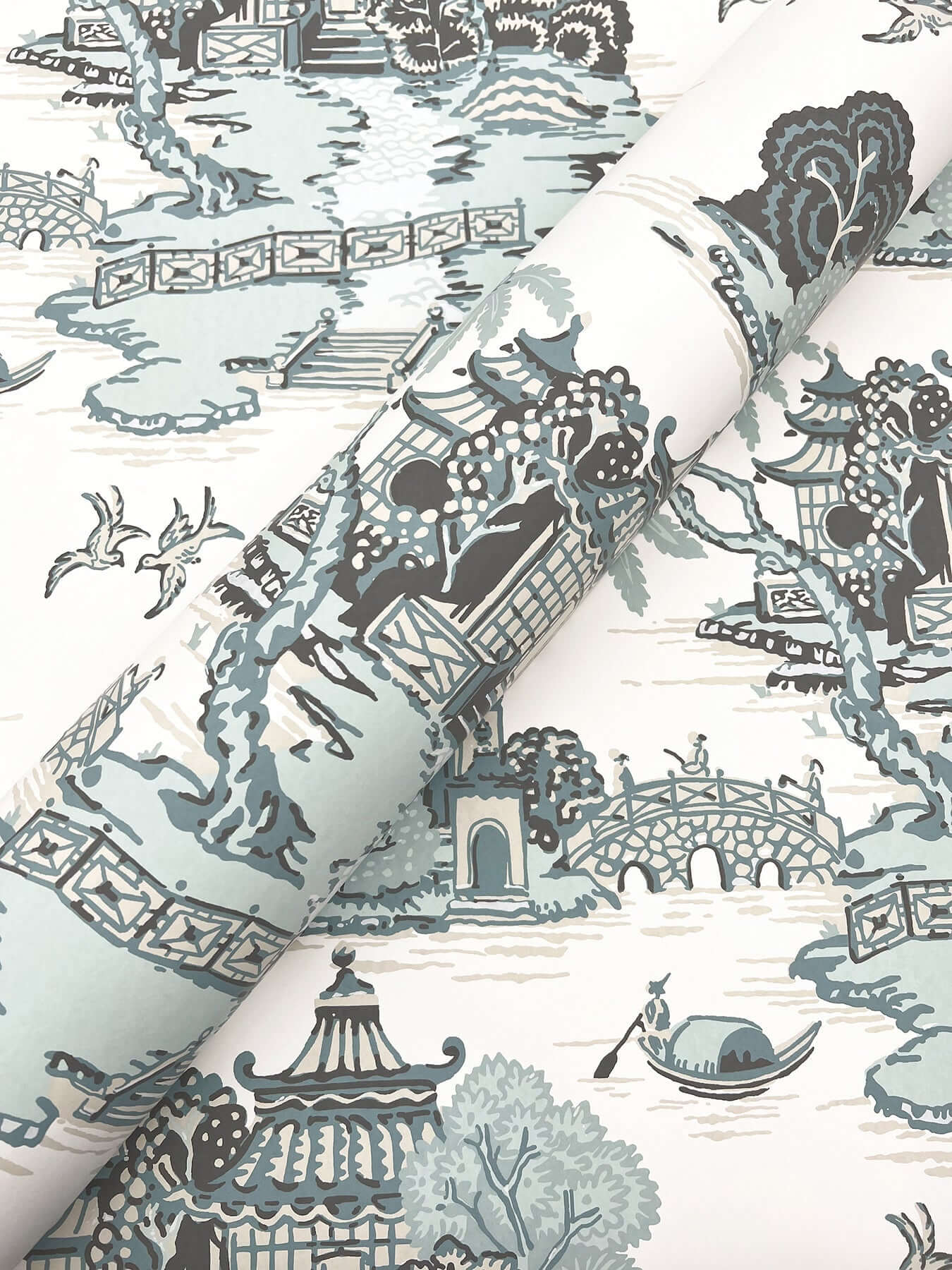 pagoda-and-sampan-scenic-wallpaper-seamist-york-wallcoverings-rt7904 - York Wallcoverings Wallpaper