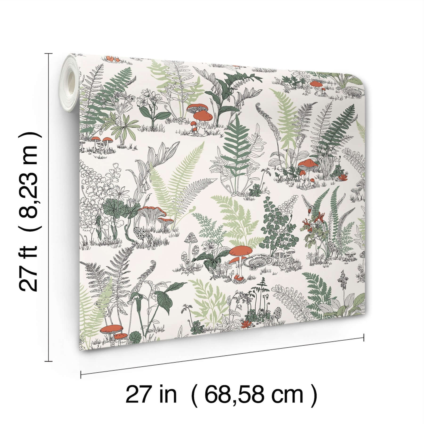 mushroom-garden-toile-wallpaper-redgreen-york-wallcoverings-rt7891 - York Wallcoverings Wallpaper